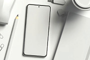Smartphone with Office Items Mockup, an Advertising Mockup by skybluecreative (Thumbnail 3 of 3)
