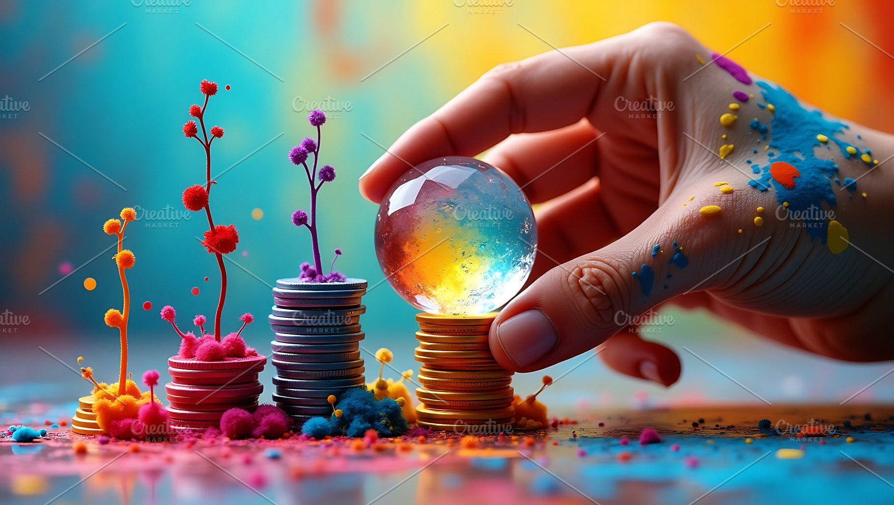 Colorful money growth concept with, a Business Photo by Artonix