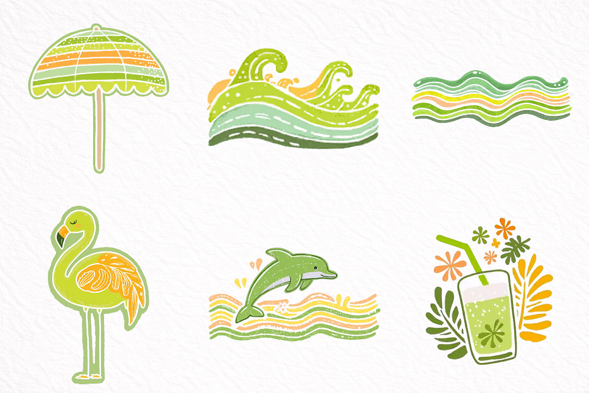 Watercolor Summer Vibe Clipart, an Illustration by DreamArtGraphic (Photo 2 of 8)