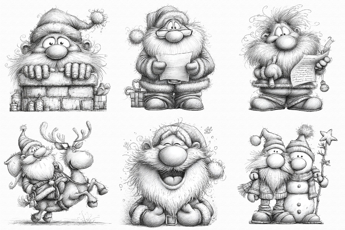 Santa Sketch,Christmas Clipart, an Illustration by Libby Wishes (Photo 2 of 9)