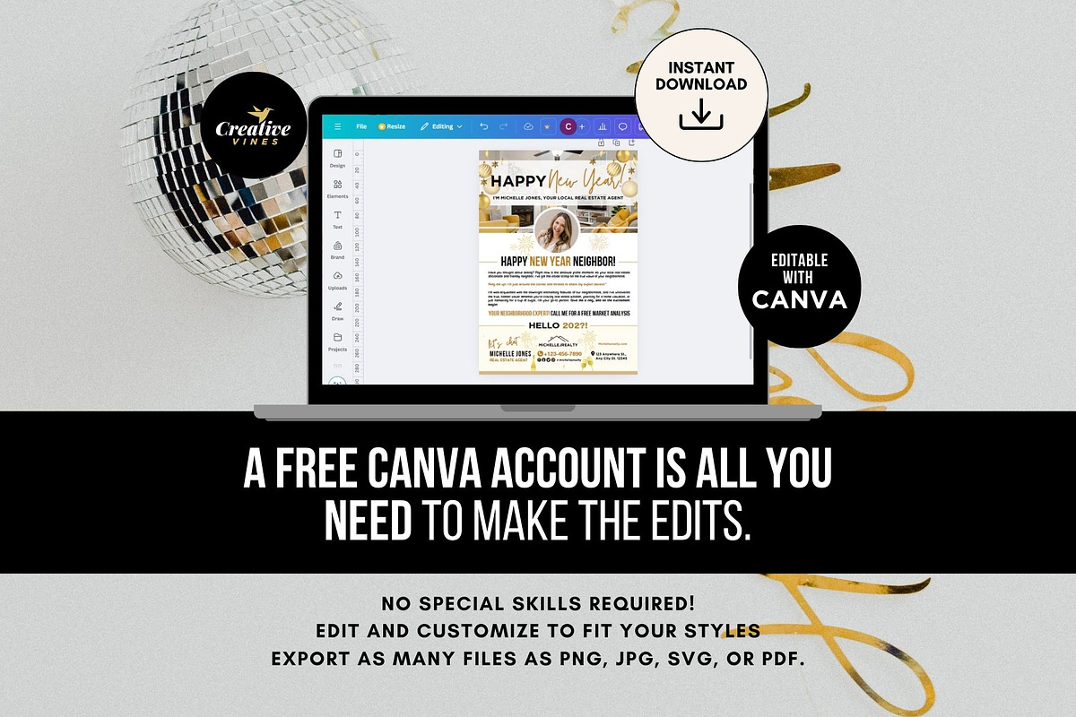 2026 New Year Real Estate Flyer, a Flyer Template by CreativeVinesStore (Photo 5 of 5)