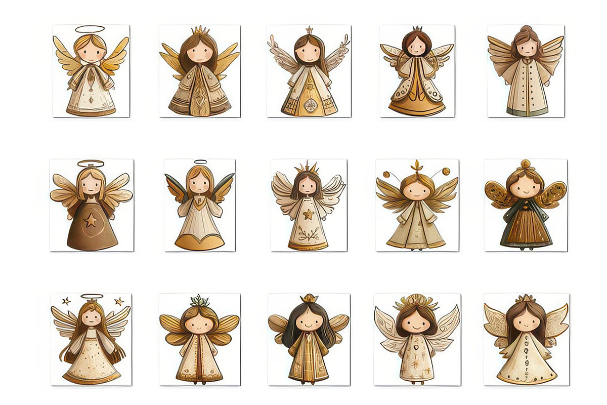 30 Whimsical Christmas Angel Clipart, a Seasonal Illustration by V Design Creator (Photo 4 of 10)