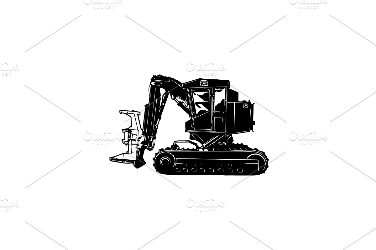 Feller Buncher - Heavy Equipment -, an Illustration by Digital-Clipart
