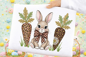 Coquette Easter Leopard Bunny PNG, an Illustration by Black Bird Studio