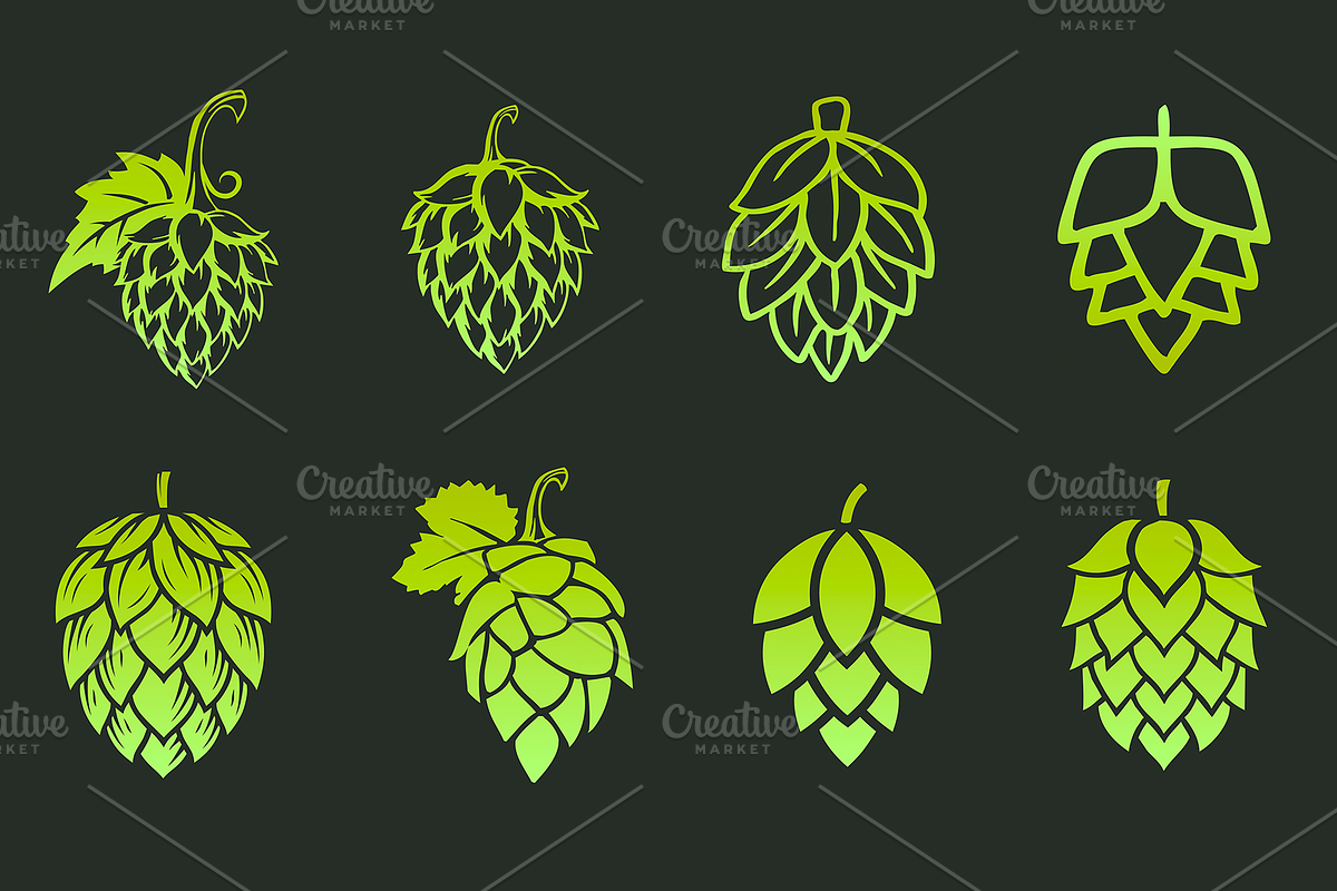 Silhouette of hops for beer logo, an Object Graphic by ProArt