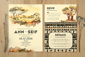 African wedding invitation set, an Invitation Template by Aarley Kaiven