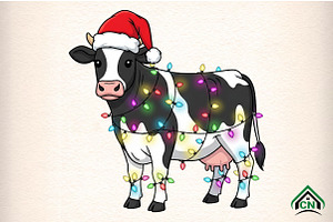 Cute Cow Christmas, an Illustration by Craft Nest