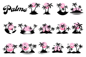 Palm tree silhouette. Exotic sunset., an Icon by Mark Skitsky