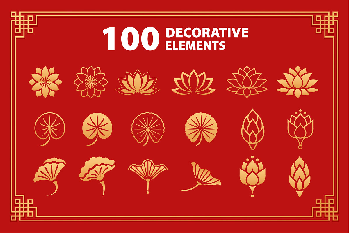Chinese decorative elements patterns, a Decorative Illustration by Mad ...