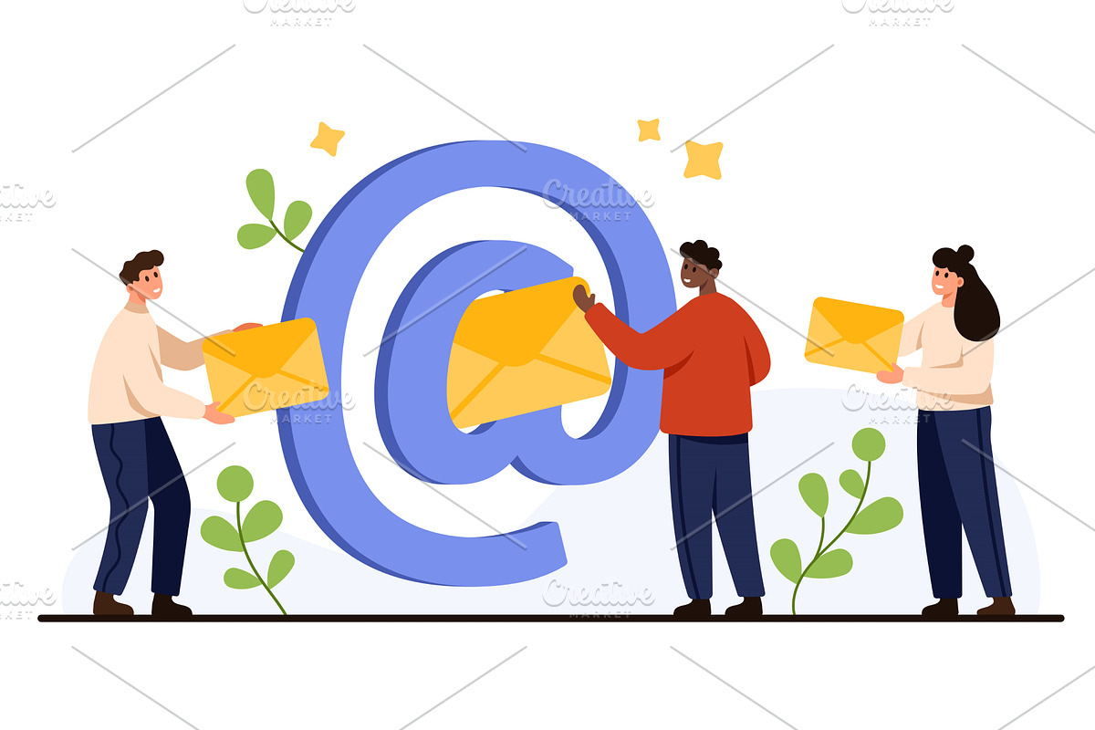 People Sending Email Envelopes, a Technology Illustration by Flashvector