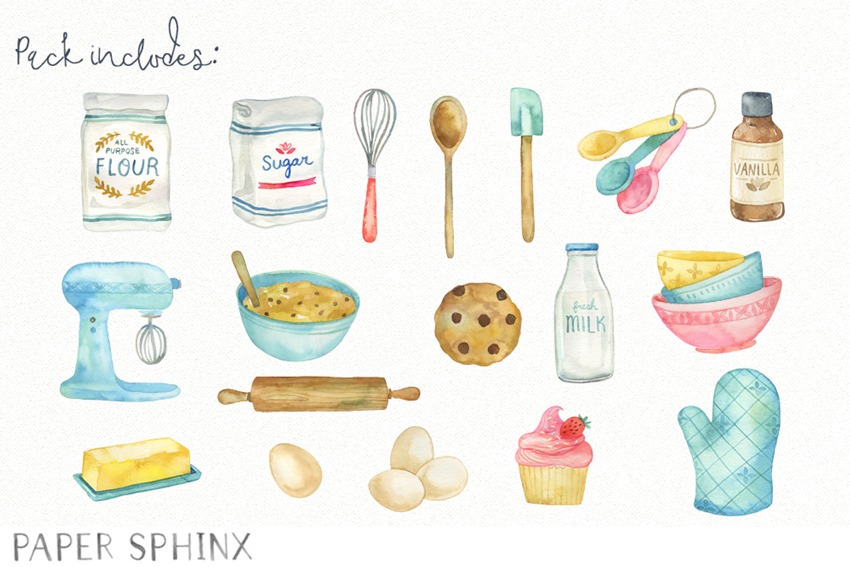 Watercolor Baking Clipart, a Food Illustration by PaperSphinx (Photo 2 of 3)