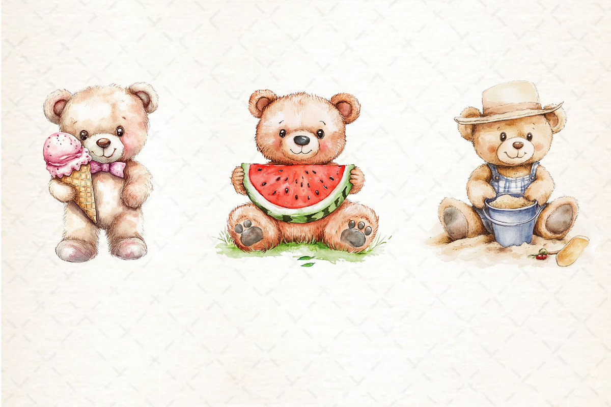 Summer Teddy Bear Clipart, an Illustration by Libby Wishes (Photo 5 of 7)