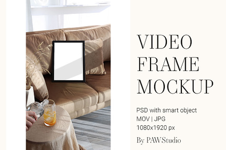 Video Photo Frame Mockup 3x4 Reel ao