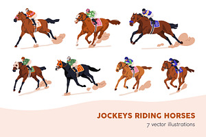Jockeys riding race horses set, a Sport Illustration by Good Studio