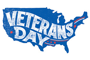 Veterans Day US Map Poster