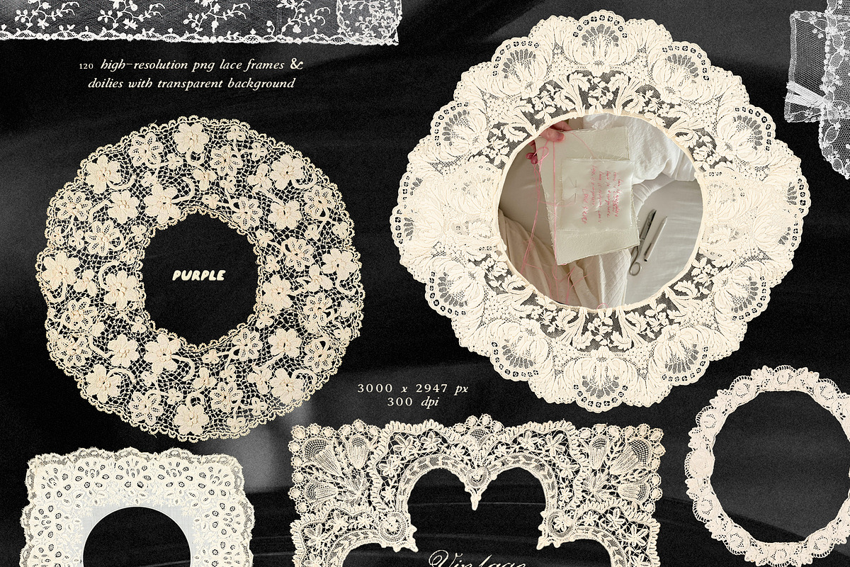 Vintage Lace Frames & Doilies, an Object Graphic by Purple (Photo 7 of 14)