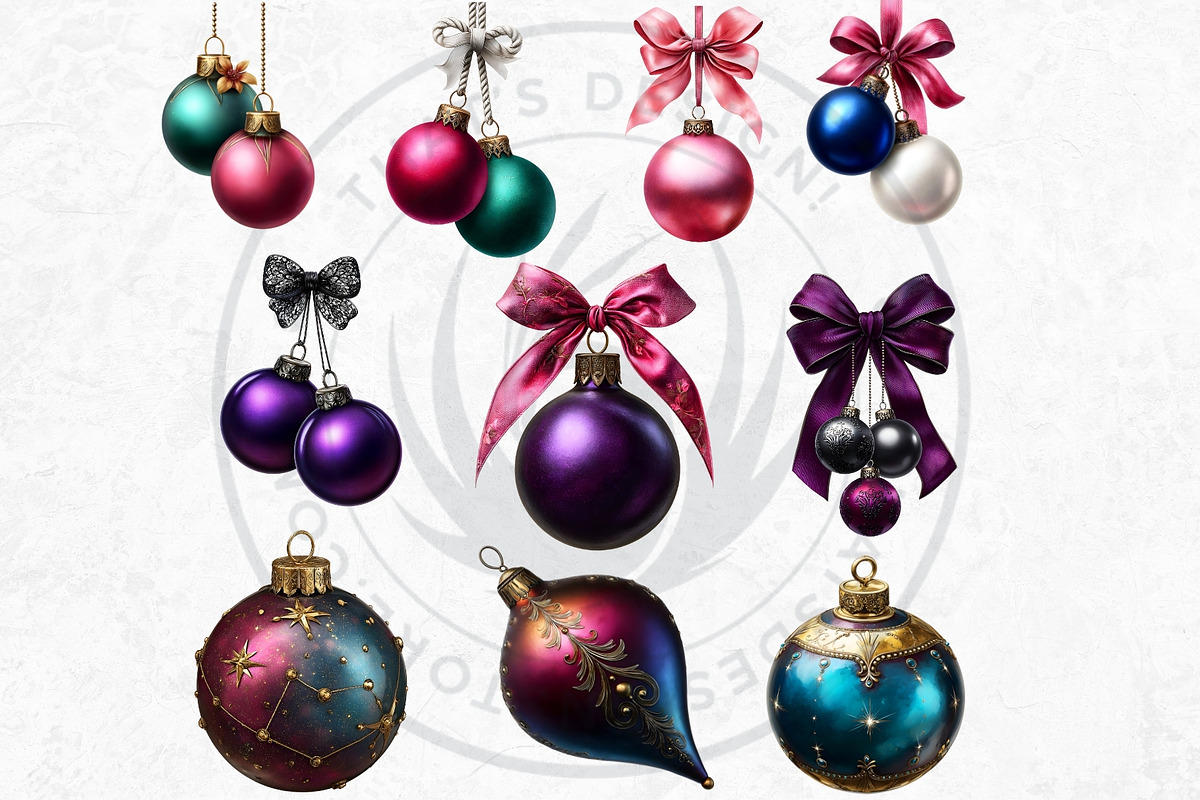 Christmas Baubbles Cliparts, a Seasonal Illustration by ThatsDesignArt (Photo 11 of 16)