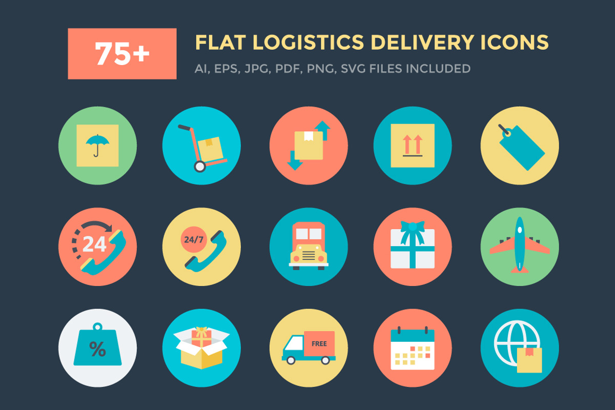 75+ Flat Logistics Delivery Icons, a Duotone Icon by Vectors Market (Photo 1 of 3)