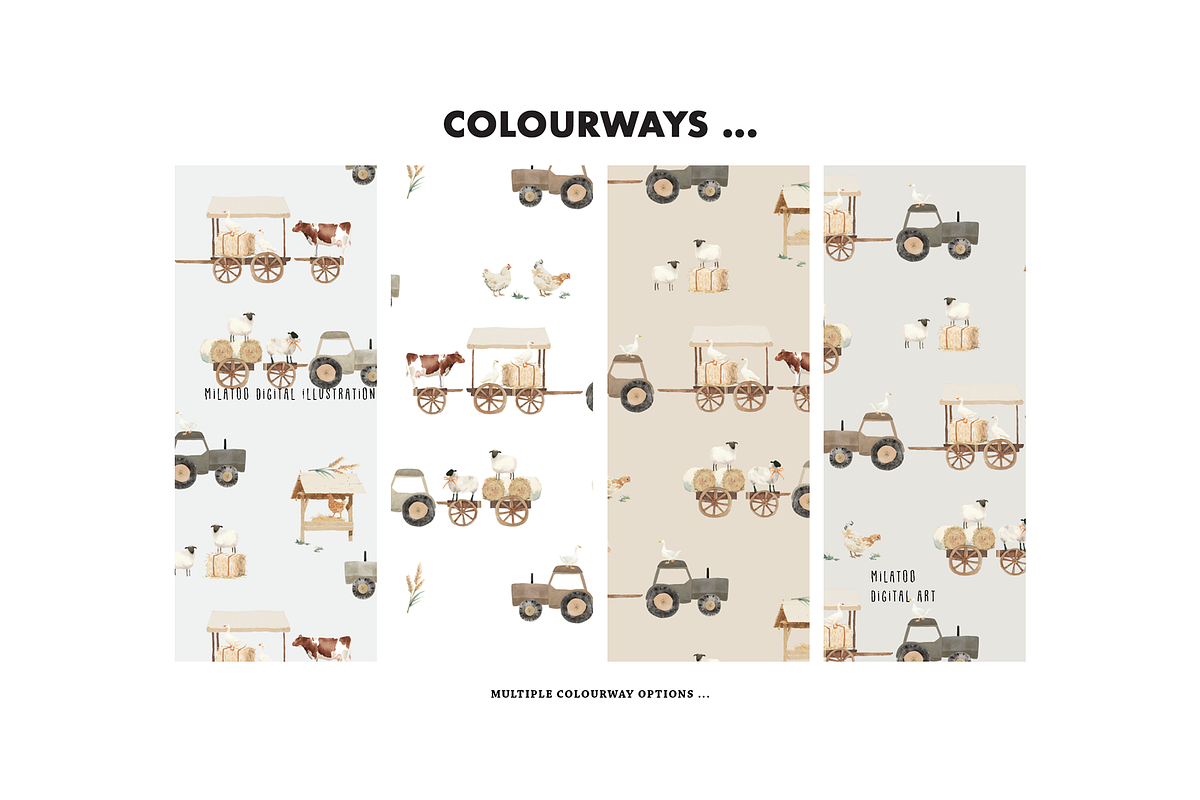 Farm cart farming gardening pattern, a Pattern Graphic by Milatoo (Photo 2 of 4)