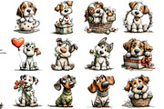Whimsical Puppy Love Valentine, an Illustration by DreamArtGraphic (Thumbnail 2 of 4)
