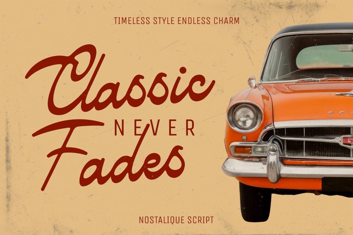 Nostalique Script Retro Script Font, a Font by PutraCetol Studio (Photo 4 of 5)