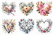 Wedding Hearts with Flowers Clipart, an Illustration by DreamPrint404 (Thumbnail 5 of 6)