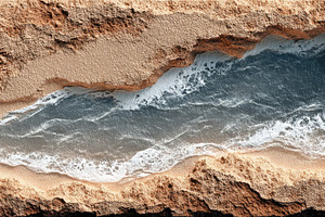 Aerial Beach Shoreline with Ocean Waves and Sandy Coastal Textur, a Nature Photo by José Manuel Gelpi