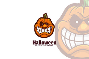 Pumpkin Mascot Cartoon Style.