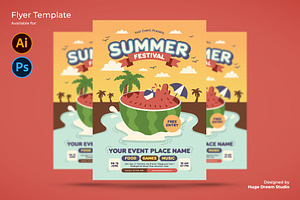 Summer Festival Flyer Template, a Flyer Template by Huge Dream Studio