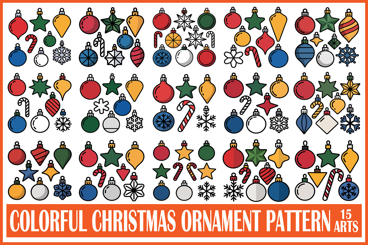 Colorful Christmas Ornament Pattern, a Graphic by yasushie (Photo 1 of 16)