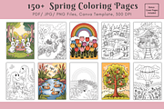 150+ Spring Coloring Pages Bundle, a Stationery Template by Daffodil Dream Studio (Thumbnail 1 of 4)