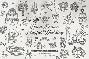 Hand Drawn Playful Wedding Clipart