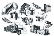 Large Trucks and Trailers Set, a Transportation Illustration by Blacklight (Thumbnail 2 of 6)