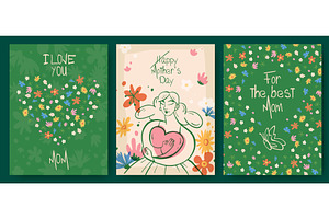 Mother day floral greeting cards, an Illustration by art PVP - market