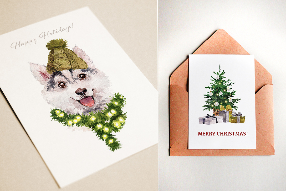 Christmas dogs, an Animal Illustration by Funnystore (Photo 7 of 10)