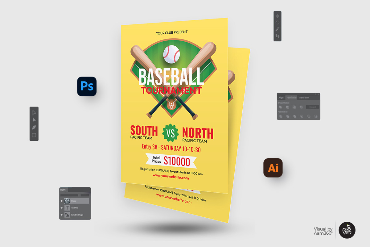 Baseball Tournament Flyer Template, a Flyer Template by Aam360 (Photo 2 of 3)