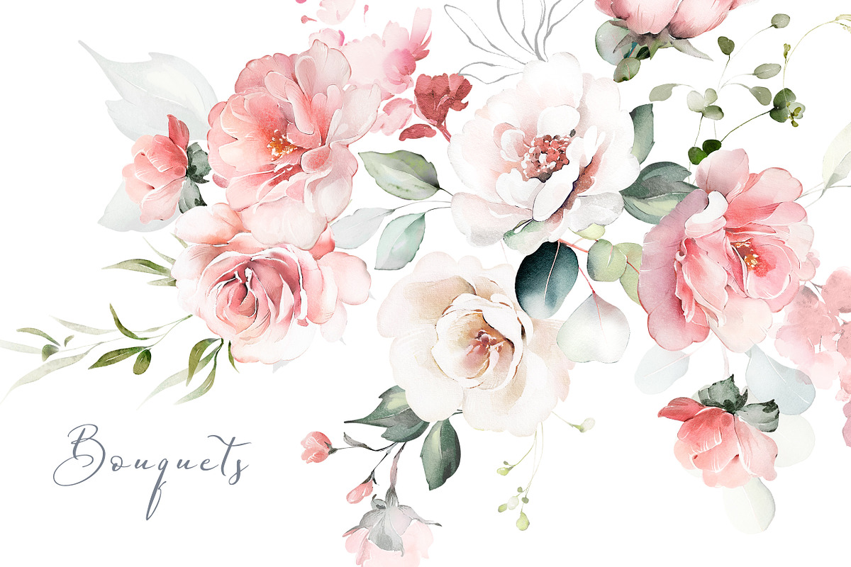Pink Watercolor roses, a Decorative Illustration by Lisima (Photo 3 of 9)