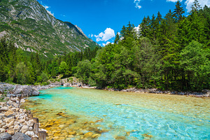 Turquoise color Soca river, Slovenia, a Nature Photo by Alpine Dreams