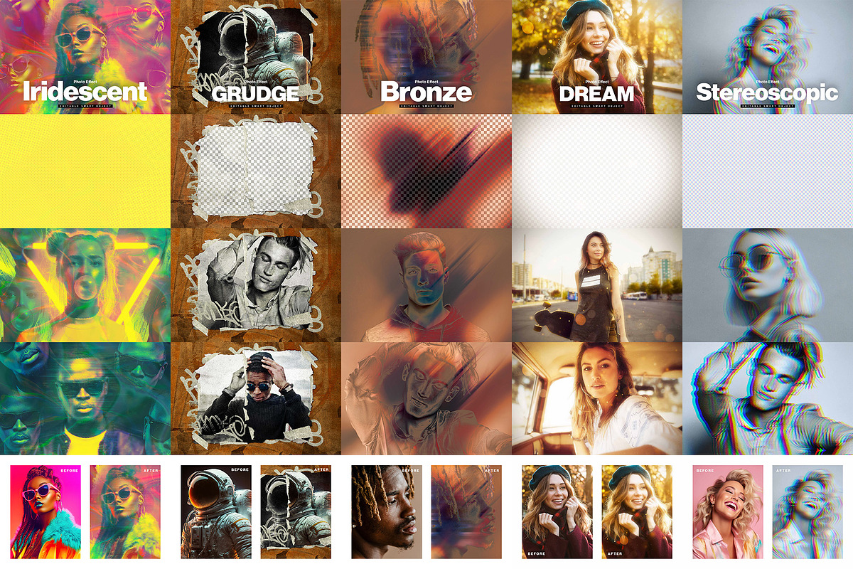 34 Photo Effect Templates Bundle, a Layer Style Add-On by DesignerCandies