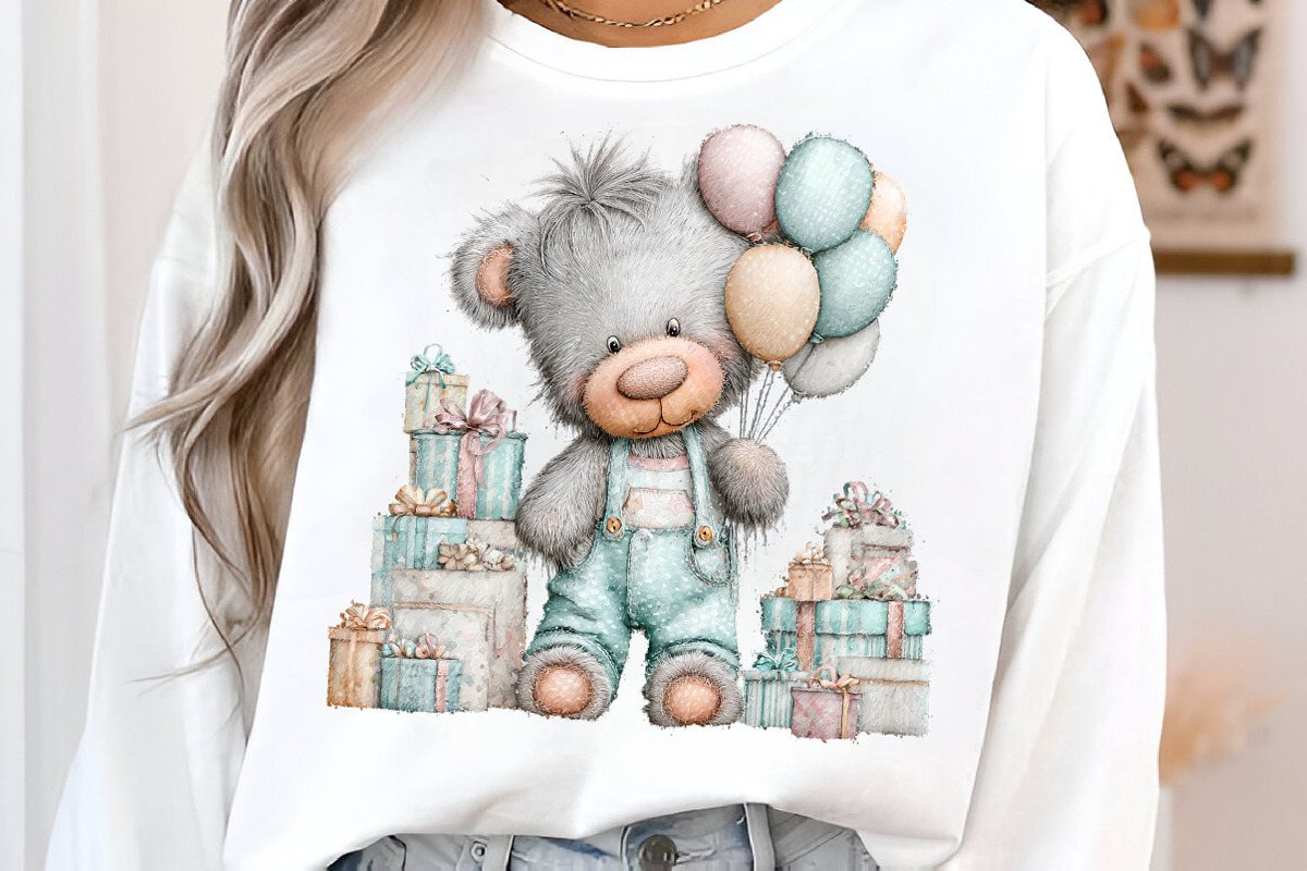 Whimsical birthday teddy bear clipar, an Illustration by SinaCreation (Photo 7 of 11)