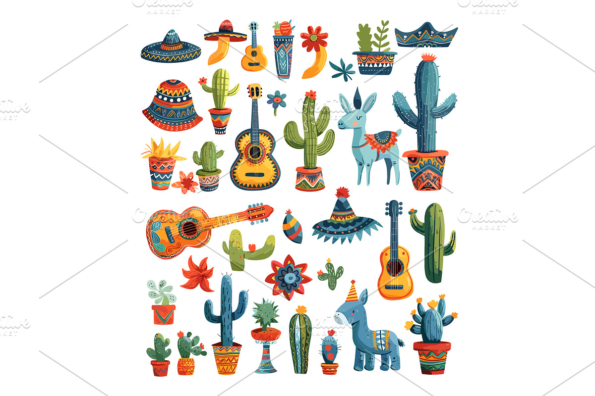 Mexican party accessories doodle, an Object Illustration by Stock-Smart-Start