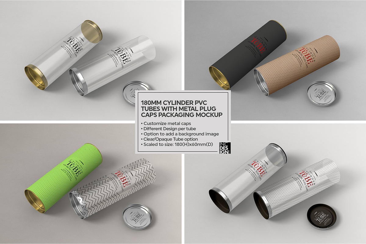 180mm Cylinder Tube Packaging Mockup, a Cups & Container Mockup by INCDesign (Photo 5 of 12)