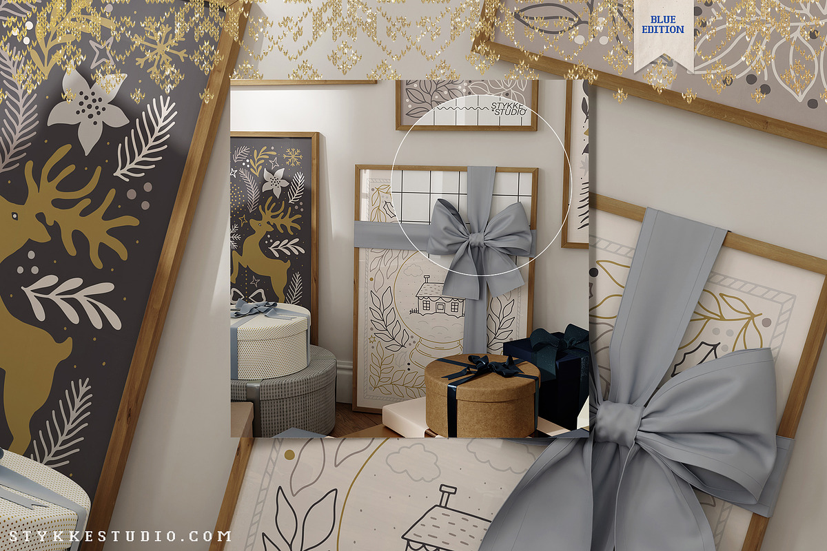Christmas Frame Mockup Gallery Wall, a Household Mockup by Stykke Studio (Photo 2 of 7)