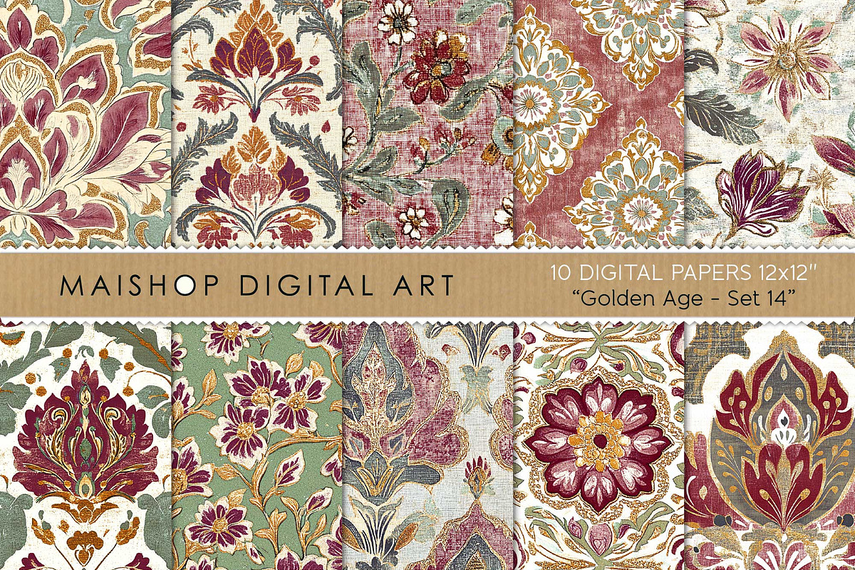 Vintage Seamless Digital Paper Set, a Pattern Graphic by Maishop (Photo 1 of 4)