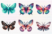 Watercolor  Night Moths Clipart, an Illustration by CreationArt (Thumbnail 5 of 6)