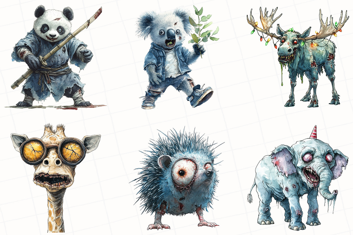 Funny Quirky Zombie Animals Clipart, an Illustration by OK Design (Photo 5 of 5)