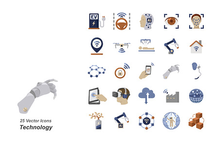 Technology color vector icons