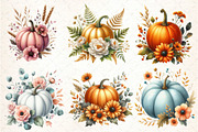 Watercolor Fall Pumpkin Floral, an Illustration by DreamCafeArt (Thumbnail 2 of 5)