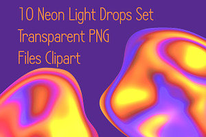 Neon Light Drops Transparent PNG Se