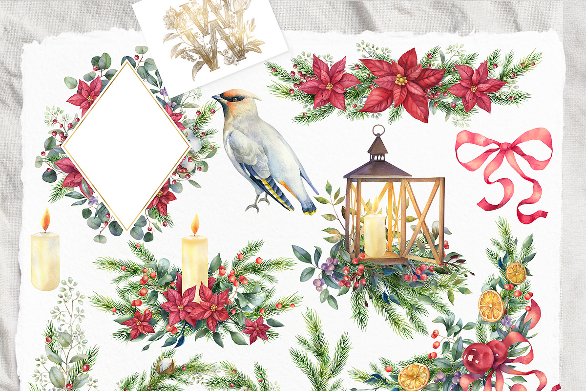 Watercolor Christmas collection, a Decorative Illustration by WonderWonder (Photo 5 of 19)